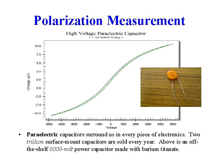 Polarization Measurement • Paraelectric capacitors surround us in every piece of electronics. Two trillion