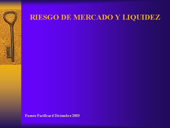 RIESGO DE MERCADO Y LIQUIDEZ Fuente Pacificard Diciembre 2003 