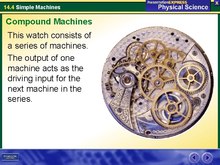 14. 4 Simple Machines Compound Machines This watch consists of a series of machines. 14. 4 Simple Machines Compound Machines This watch consists of a series of machines.