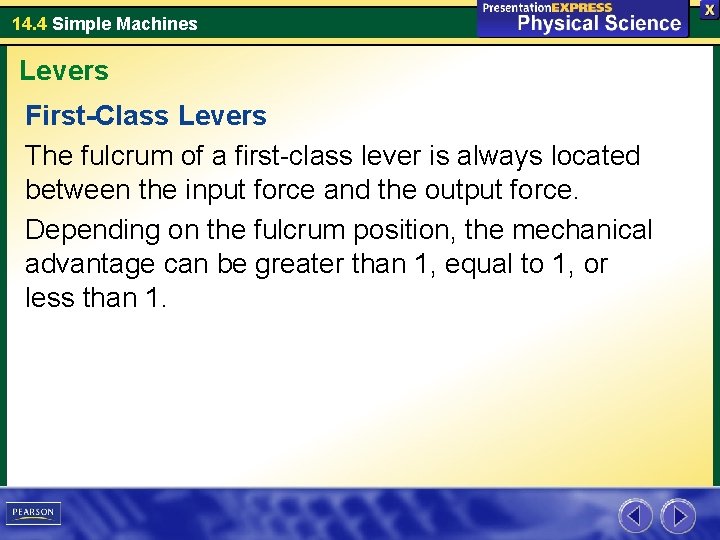 14. 4 Simple Machines Levers First-Class Levers The fulcrum of a first-class lever is 14. 4 Simple Machines Levers First-Class Levers The fulcrum of a first-class lever is