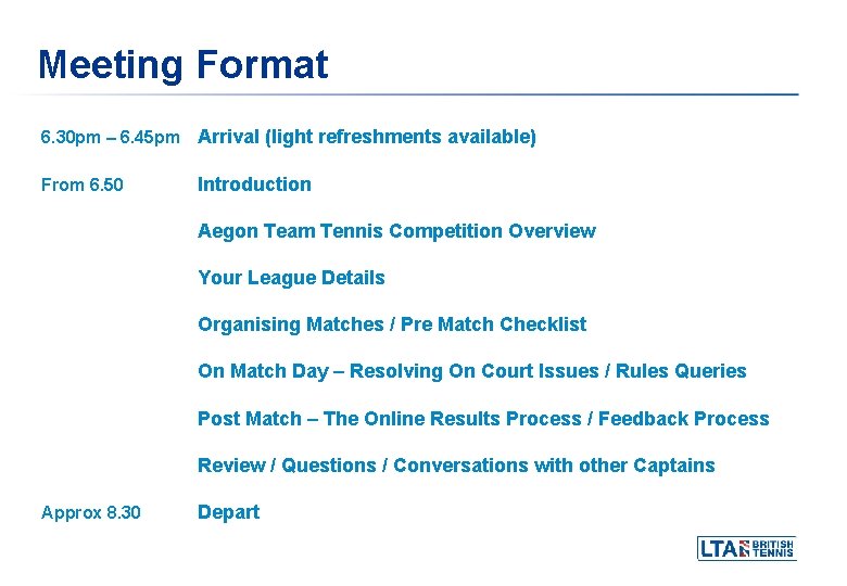 Meeting Format 6. 30 pm – 6. 45 pm Arrival (light refreshments available) From Meeting Format 6. 30 pm – 6. 45 pm Arrival (light refreshments available) From
