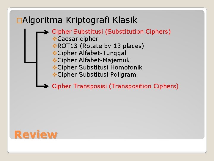 �Algoritma Kriptografi Klasik Cipher Substitusi (Substitution Ciphers) v. Caesar cipher v. ROT 13 (Rotate