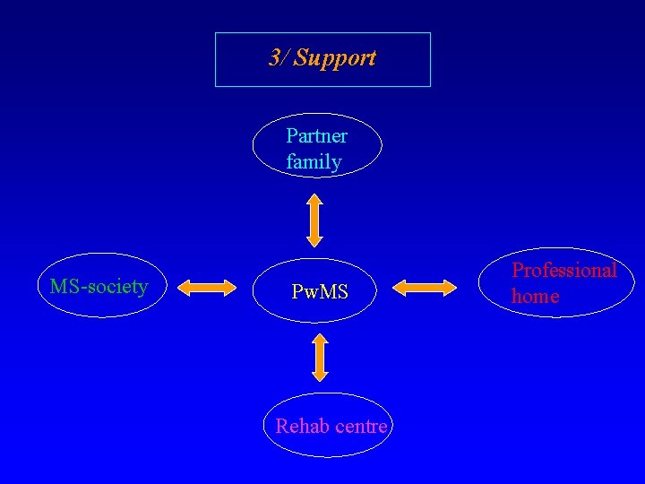 3/ Support Partner family MS-society Pw. MS Rehab centre Professional home 