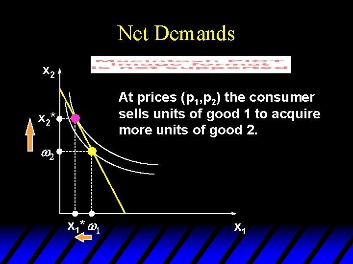 Net Demands x 2 At prices (p 1, p 2) the consumer sells units