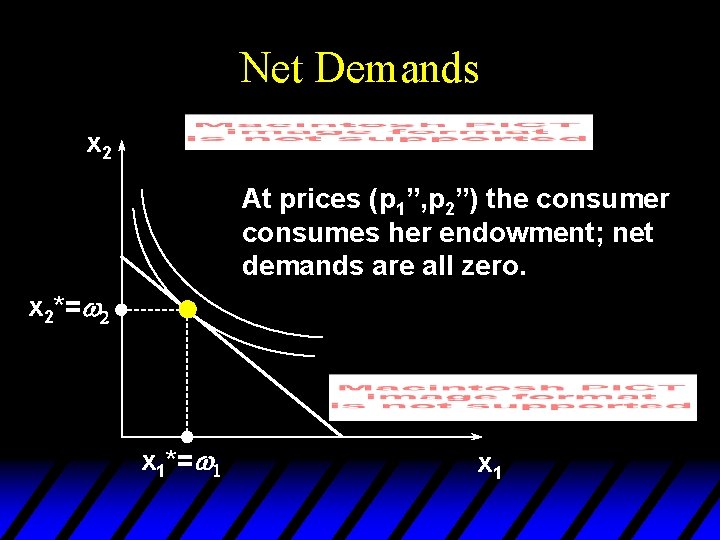 Net Demands x 2 At prices (p 1”, p 2”) the consumer consumes her