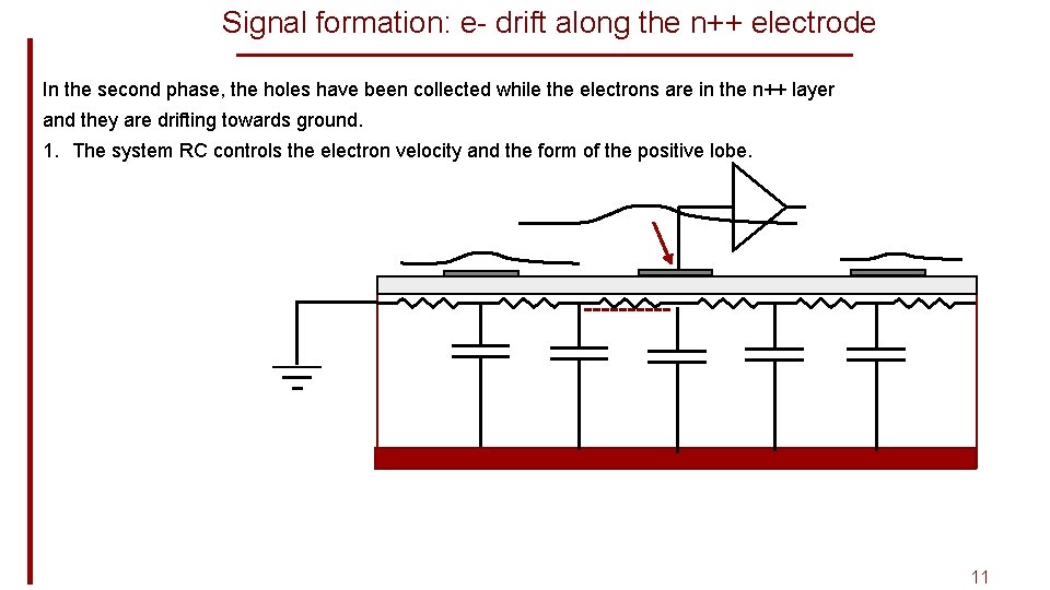 Signal formation: e- drift along the n++ electrode In the second phase, the holes