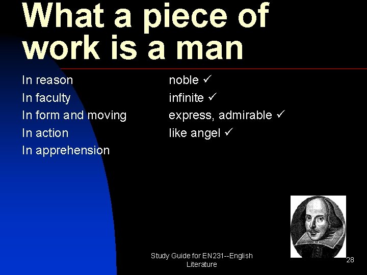 What a piece of work is a man In reason In faculty In form