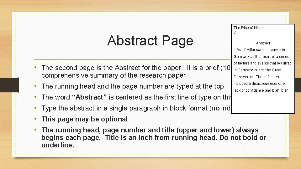 Abstract Page The Rise of Hitler 2 Abstract Adolf Hitler came to power in
