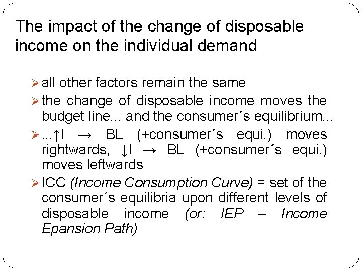 The impact of the change of disposable income on the individual demand Ø all