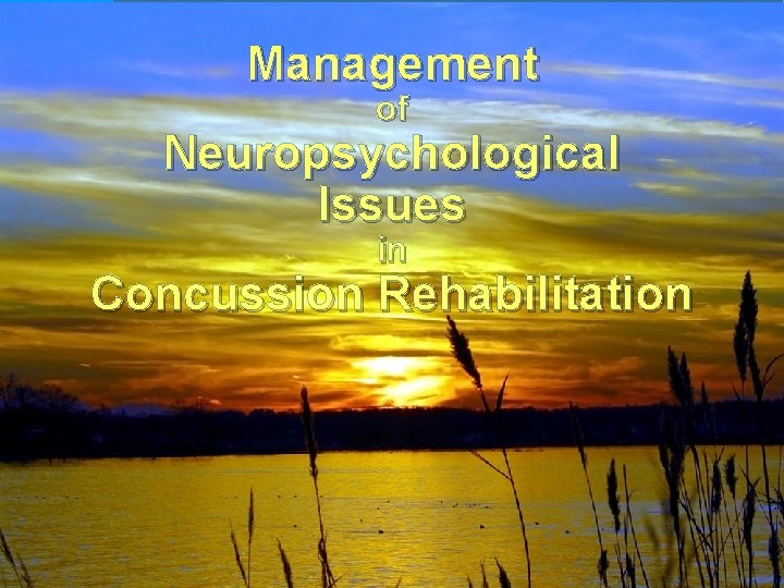 Management of Neuropsychological Issues in Concussion Rehabilitation 