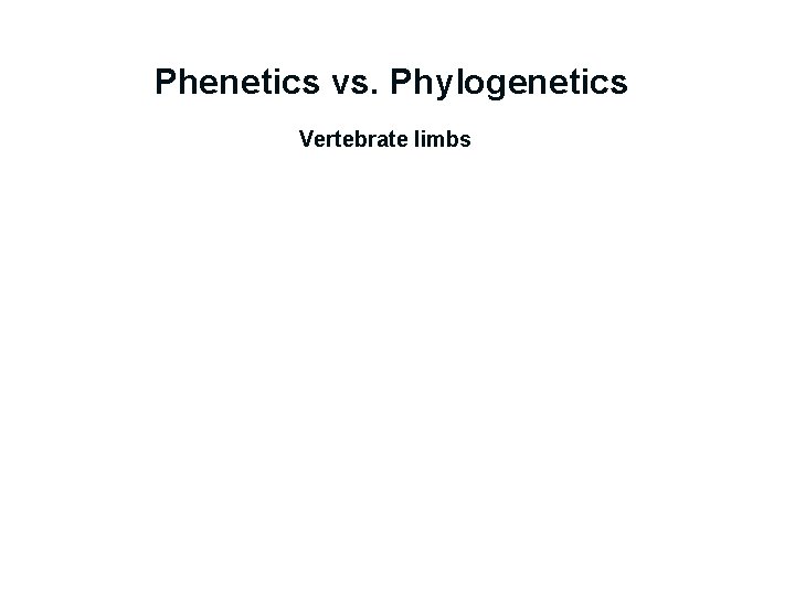 Phenetics vs. Phylogenetics Vertebrate limbs 