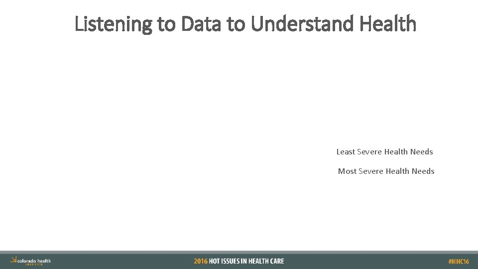 Listening to Data to Understand Health Least Severe Health Needs Most Severe Health Needs