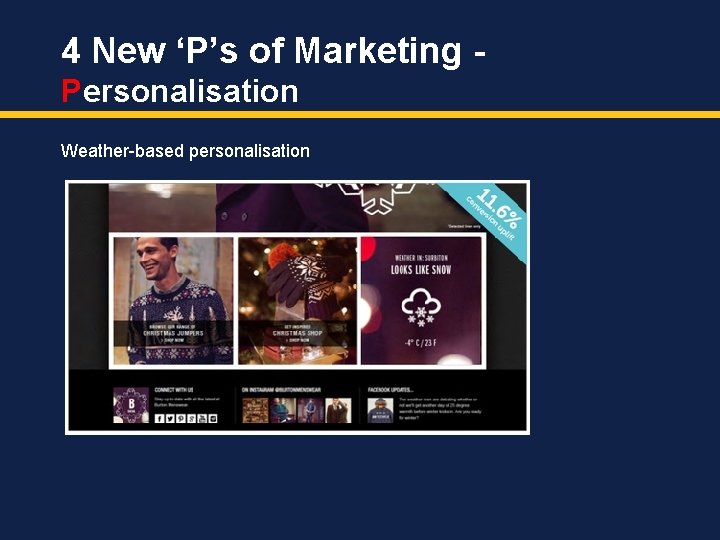 4 New ‘P’s of Marketing Personalisation Weather-based personalisation 