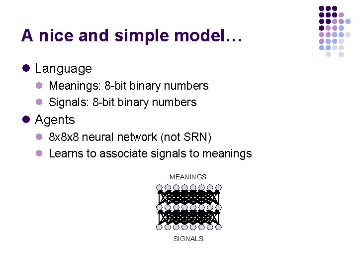 A nice and simple model… l Language l Meanings: 8 -bit binary numbers l