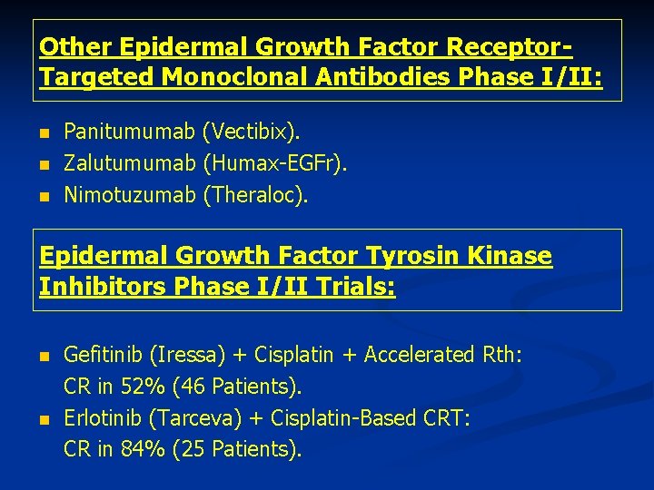Other Epidermal Growth Factor Receptor. Targeted Monoclonal Antibodies Phase I/II: n n n Panitumumab