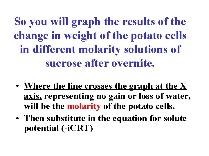 So you will graph the results of the change in weight of the potato