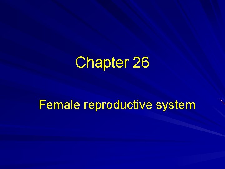 Chapter 26 Female reproductive system Chapter 26 Female reproductive system