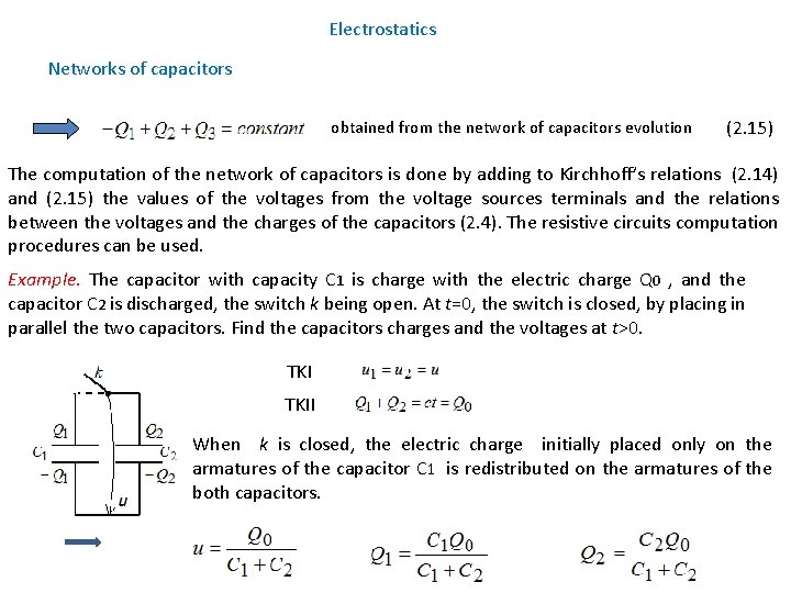 Electrostatics Networks of capacitors obtained from the network of capacitors evolution (2. 15) The