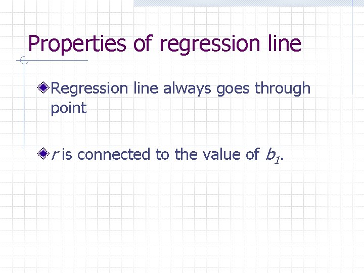 Properties of regression line Regression line always goes through point r is connected to