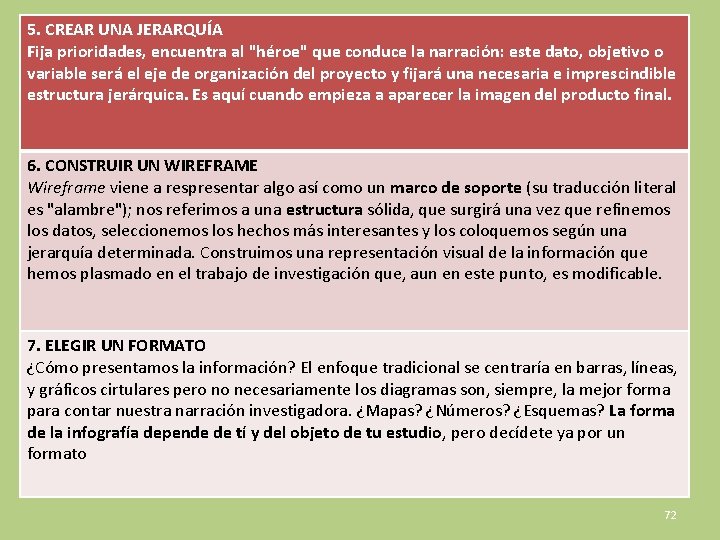 5. CREAR UNA JERARQUÍA Fija prioridades, encuentra al "héroe" que conduce la narración: este