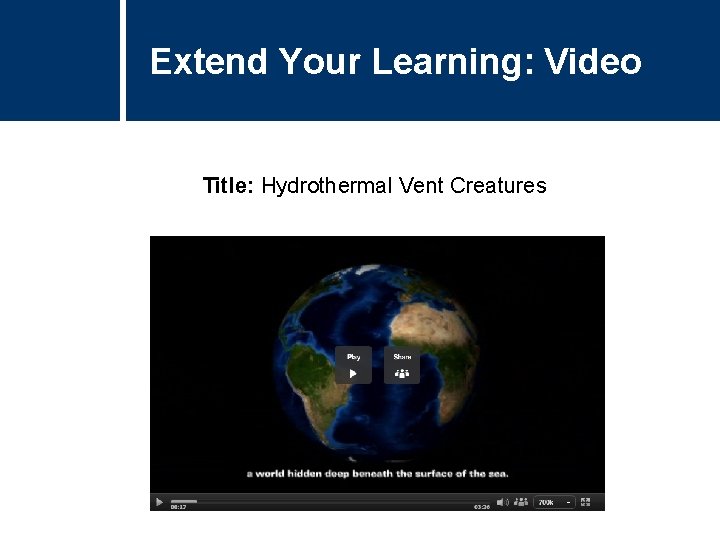 Extend Your Learning: Video Title: Hydrothermal Vent Creatures 