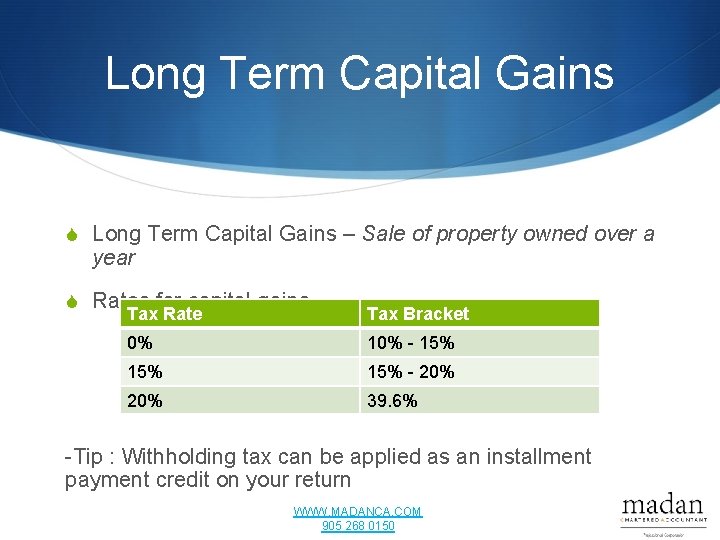 Long Term Capital Gains S Long Term Capital Gains – Sale of property owned