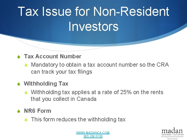 Tax Issue for Non-Resident Investors S Tax Account Number S Mandatory to obtain a