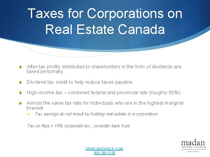 Taxes for Corporations on Real Estate Canada S After-tax profits distributed to shareholders in