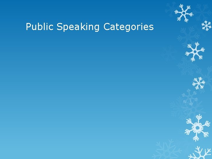 Public Speaking Categories Public Speaking Categories