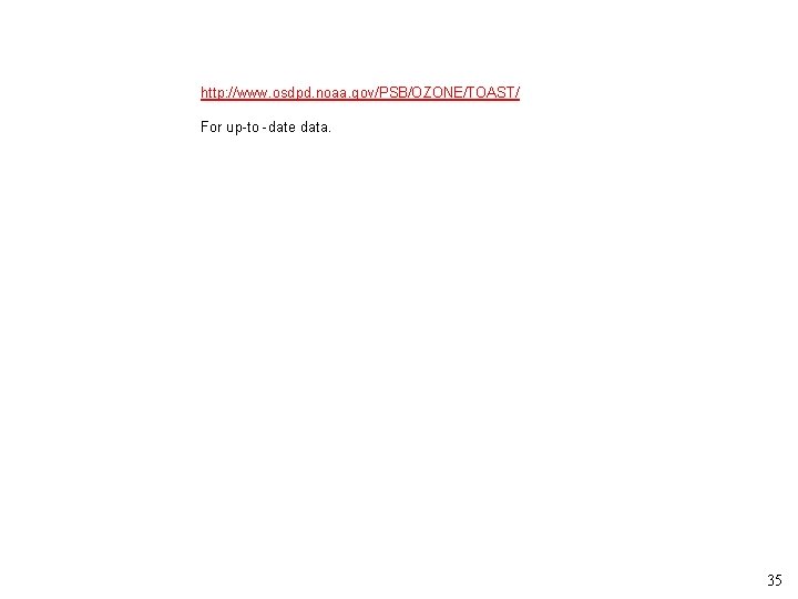 http: //www. osdpd. noaa. gov/PSB/OZONE/TOAST/ For up-to -date data. 35 