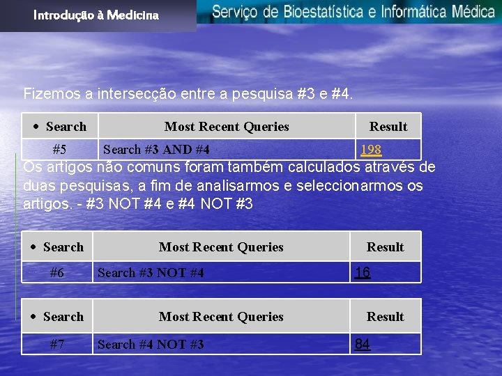 Introdução à Medicina Fizemos a intersecção entre a pesquisa #3 e #4. · Search