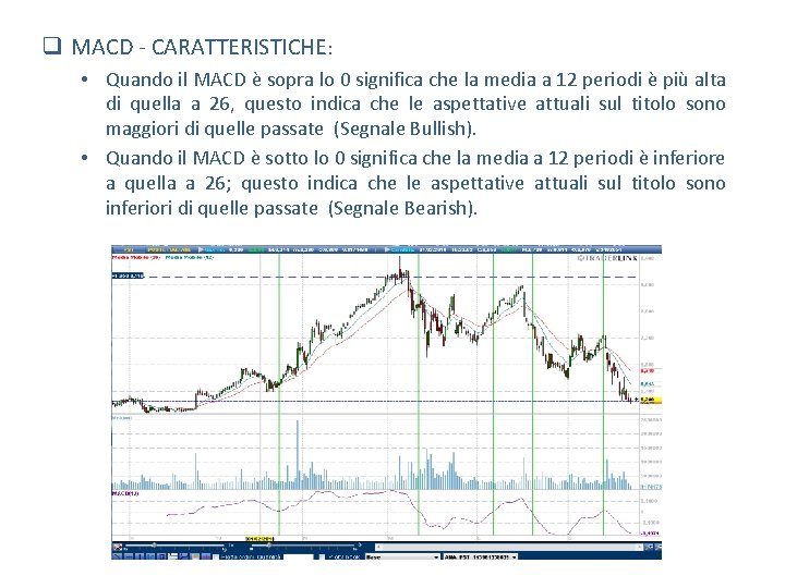 q MACD - CARATTERISTICHE: • Quando il MACD è sopra lo 0 significa che q MACD - CARATTERISTICHE: • Quando il MACD è sopra lo 0 significa che