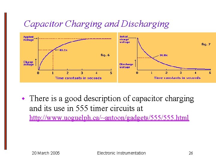 Capacitor Charging and Discharging w There is a good description of capacitor charging and