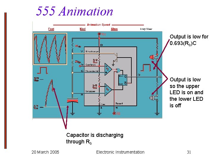 555 Animation Output is low for 0. 693(Rb)C Output is low so the upper