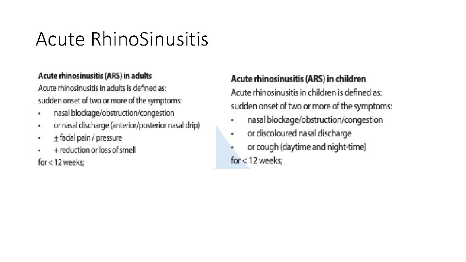 Acute Rhino. Sinusitis 