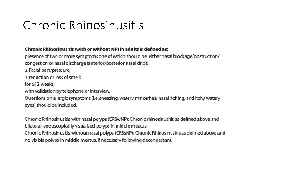 Chronic Rhinosinusitis 