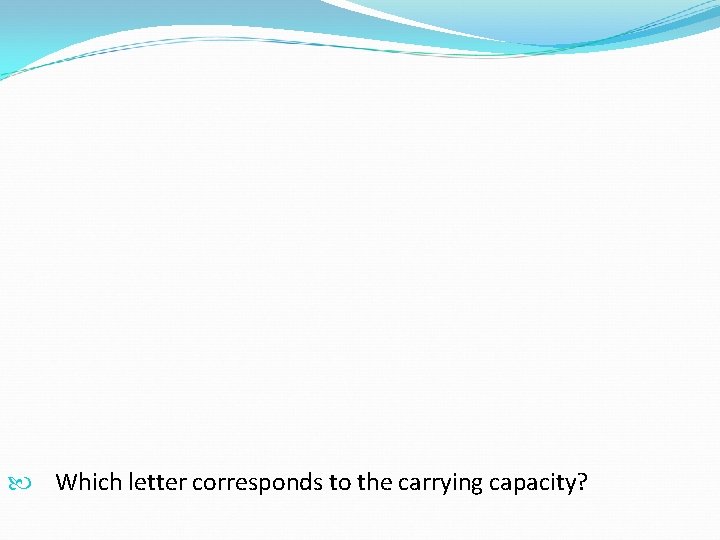 Which letter corresponds to the carrying capacity? Which letter corresponds to the carrying capacity?