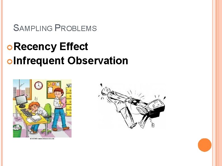 SAMPLING PROBLEMS Recency Effect Infrequent Observation 