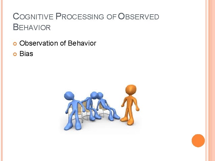 COGNITIVE PROCESSING OF OBSERVED BEHAVIOR Observation of Behavior Bias 