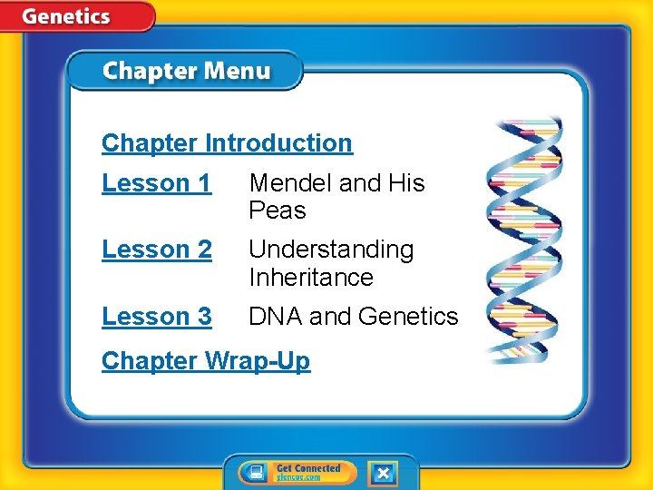 Chapter Introduction Lesson 1 Mendel and His Peas Lesson 2 Understanding Inheritance Lesson 3