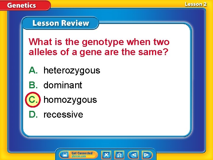 What is the genotype when two alleles of a gene are the same? A.