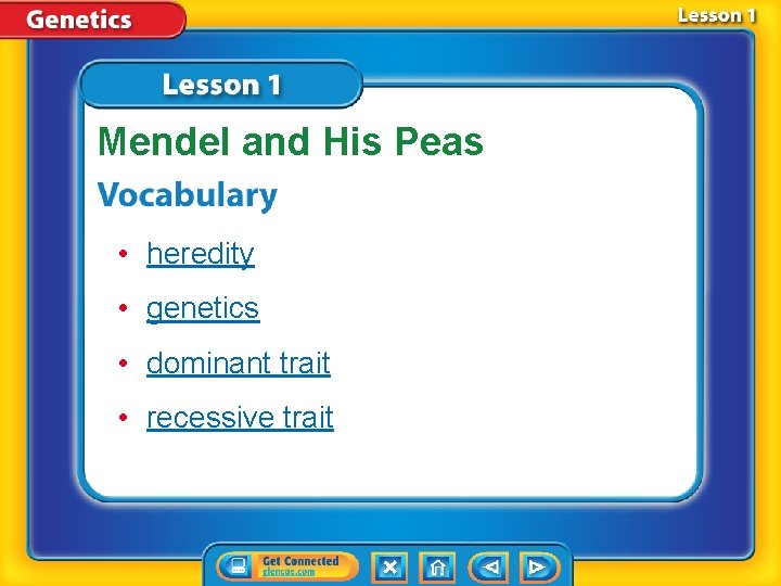 Mendel and His Peas • heredity • genetics • dominant trait • recessive trait