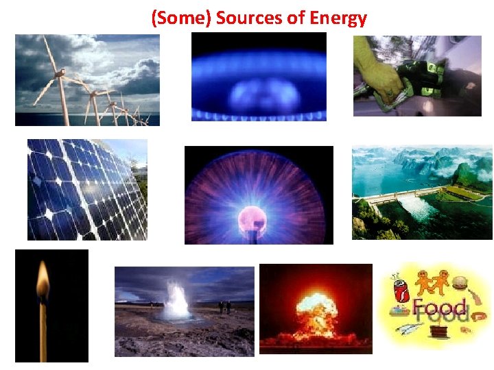 Some Sources of Energy Energy Conservation If we