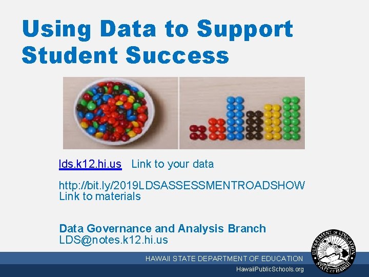Using Data to Support Student Success lds. k 12. hi. us Link to your