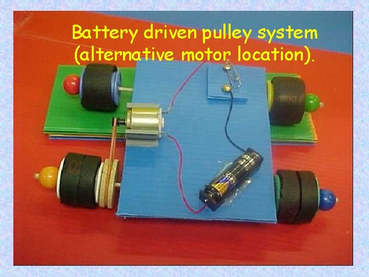 Battery driven pulley system (alternative motor location). 