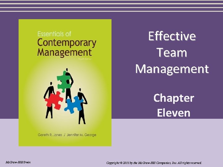 Effective Team Management Chapter Eleven Mc. Graw-Hill/Irwin Copyright © 2011 by the Mc. Graw-Hill