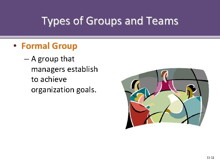 Types of Groups and Teams • Formal Group – A group that managers establish