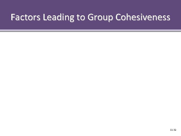 Factors Leading to Group Cohesiveness 11 -32 