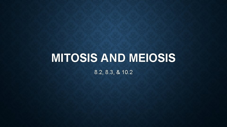 MITOSIS AND MEIOSIS 8. 2, 8. 3, & 10. 2 