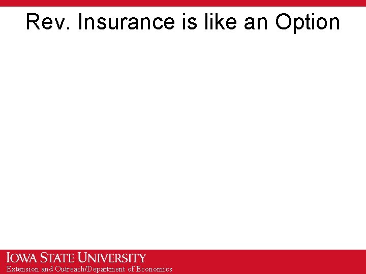Rev. Insurance is like an Option Extension and Outreach/Department of Economics Rev. Insurance is like an Option Extension and Outreach/Department of Economics